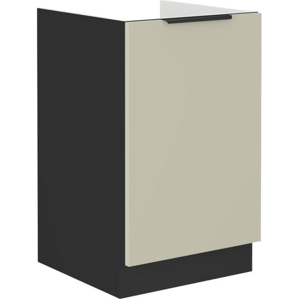 Mobile Lavabo Con Anta Singola Agafija - Larghezza 50 Cm, Cashmere / Nero-image