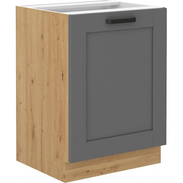 Armadietto Inferiore Ad Anta Singola Laili - Larghezza 60 Cm, Grigio / Rovere Artisan-image