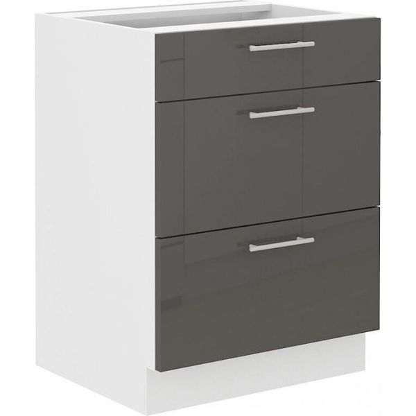 Armadietto Con Cassetti Lajla - Larghezza 60 Cm, Grigio / Bianco-image