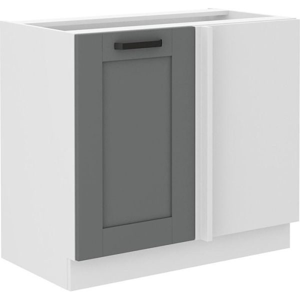 Armadietto Allungato Ad Angolo Laili - Larghezza 105 Cm, Grigio / Bianco-image