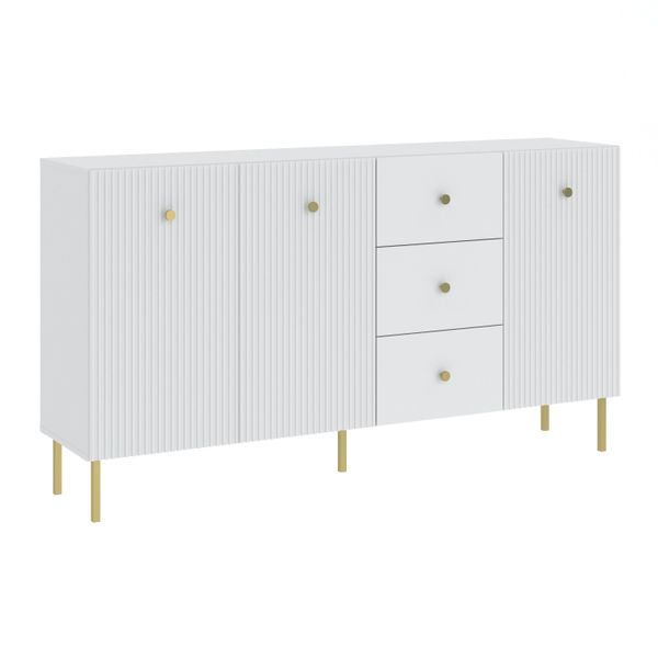 Cassettiera Combinata Larga Haskel 2 - Bianco + Oro-image