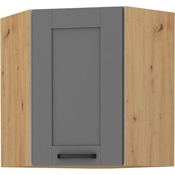 Armadietto Superiore Ad Angolo Laili - 60X60 Cm, Grigio / Rovere Artisan-image