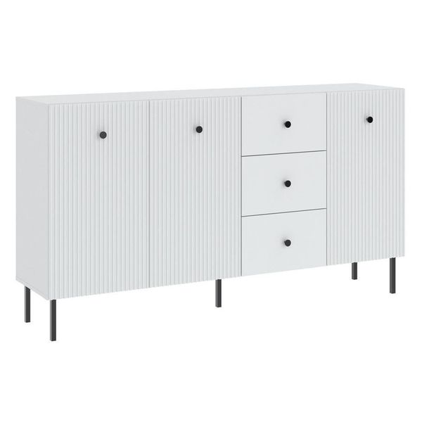 Cassettiera Combinata Larga Haskel 2 - Bianco + Nero-image