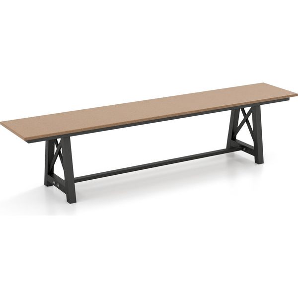 Costway Panca Da Giardino A 3 Posti Resistente Alle Intemperie, Panca Fino A 500 Kg, Panca Da Parco Senza Schienale 183X35X41,5 Cm-image