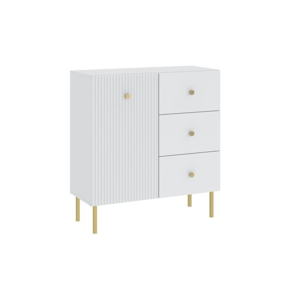 Cassettiera Combinata Haskel - Bianco + Oro-image