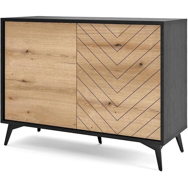 Cassettiera Con Ante Namiro - Nero / Rovere Evoke-image