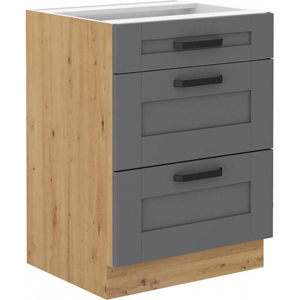 Armadietto Con Cassetti Laili - Larghezza 60 Cm, Grigio / Rovere Artisan-image