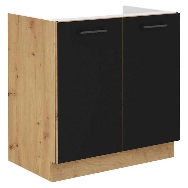 Armadietto Per Lavello Malila - Larghezza 80 Cm, Nero / Rovere Artisan-image