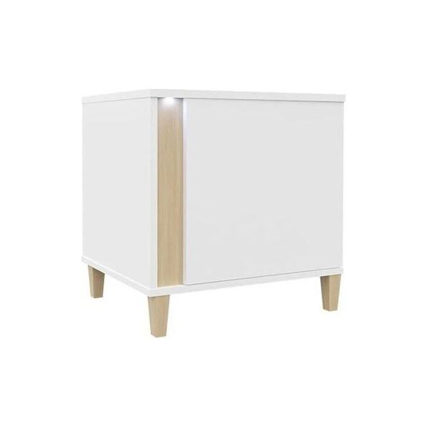 Comodino Anina - Bianco / Rovere Wotan-image