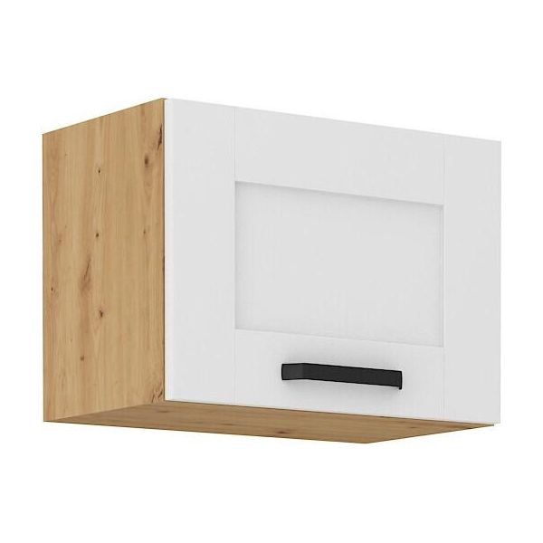 Armadietto Per Cappa Aspirante Laili - Larghezza 50 Cm, Bianco / Rovere Artisan-image