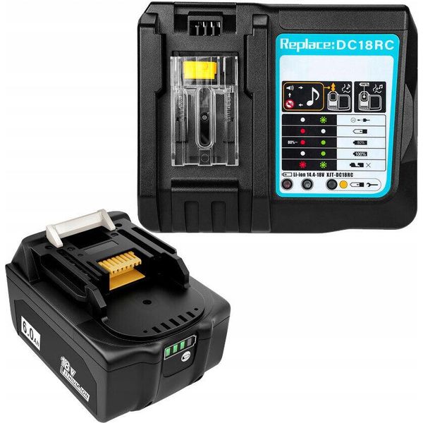 Batterie 18V 6.0Ah Con Caricatore DC18RC Per Makita BL1850 BL1815 BL1815N BL1820 BL1820B BL1830 BL1830B BL1835 BL1840 BL1840B 194204-5 194205-3 194309-1-image