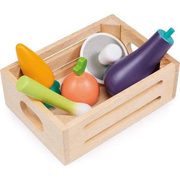 Cestino In Legno Mentari - Verdure - Gioco Di Ruolo Educativo-image