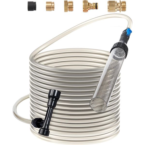Vevor Aspirapolvere Per Acquari, Pulitore Di Ghiaia Per Acquari, Tubo In Pvc Da 15 M, Pulitore Di Ghiaia Per Acquari, Pulitore A Sifone Per Acquari, 3 Tipi Di Adattatori In Ottone, Per La Pulizia Di Ghiaia E Sabbia In Acquario-image