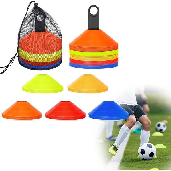 Sessamen-Lp Coni Marcatori 50 Pezzi Set Di Coni Sportivi Piastre Marcatrici Incl. Supporto Per L'allenamento Di Calcio, Hockey, Pallamano Per La Coordinazione E L'agilità-image