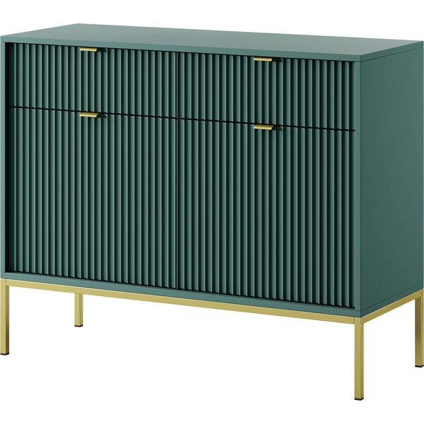 Cassettiera: 2 Cassetti, 2 Ante, Labrador, Oro, 104 X 83 X 39 Cm, Maniglie Oro-image