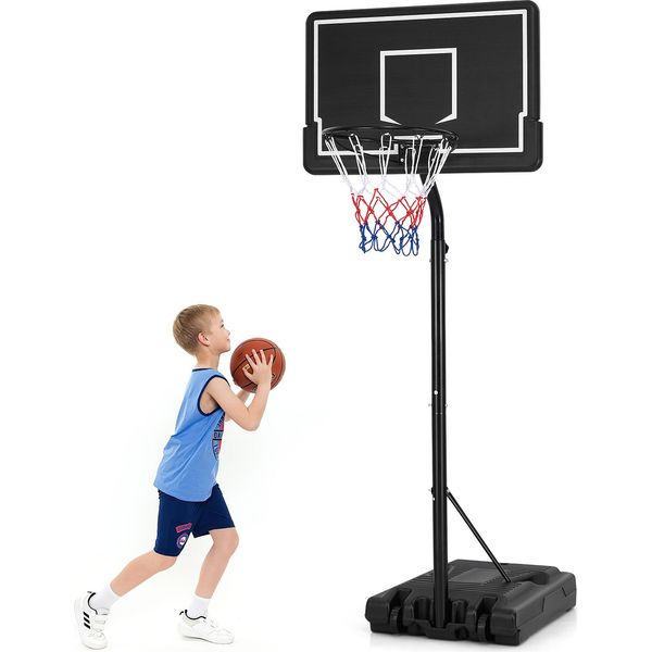 Costway Canestro Da Esterno, Supporto Per Pallacanestro 210-260Cm Regolabile In Altezza Su Ruote, Sistema Di Pallacanestro Per Bambini-image