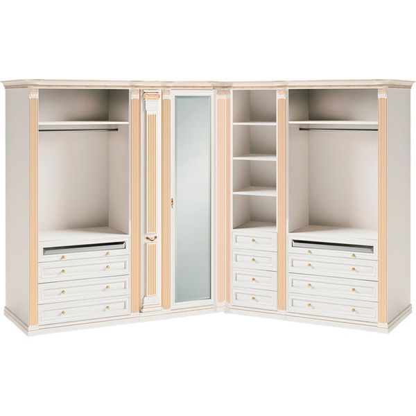 Esclusivo Armadio Angolare Bianco Mobili Di Design Per La Camera Da Letto In Legno Massiccio Di Lusso-image
