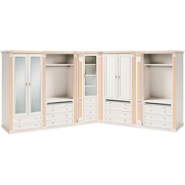 Elegante Armadio Angolare Bianco Armadio Nobile In Legno Massiccio Per La Camera Da Letto-image