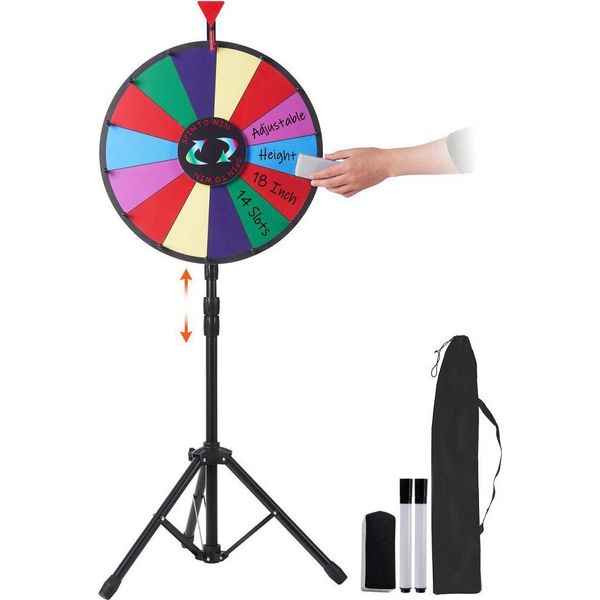 Ruota Della Fortuna Giocattolo Da 46 Cm - Ruota Colorata Per Giochi Di Lotteria E Di Parole - Ruota Della Fortuna Da 18 Pollici Da Girare - Piatto In Acrilico Con Schiuma In Pvc - Ruota Dei Premi Da 54X54X11 Cm - Ruota Della Fortuna Con Supporto-image