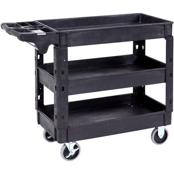 Carrello Di Servizio 103X43,5X85,7Cm - Carrello Di Sgombero 249Kg Di Portata - Carrello - Carrello Multiuso In Polipropilene - 3 Scomparti - Carrello Da Cucina - Ruote Piroettanti - Carrello Per Nicchie - Carrello Da Officina - Carrello Di Servizio-image
