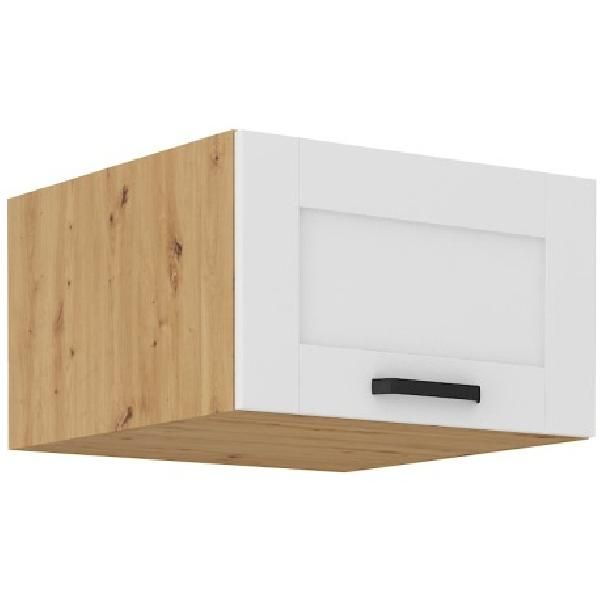 Mobile Alto Profondo Con Ante A Battente Laili - Larghezza 60 Cm, Bianco / Rovere Artigianale-image