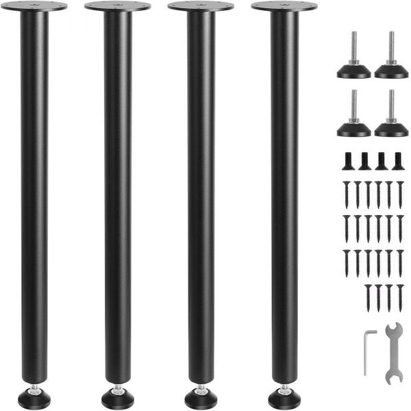 Set Di 4 Gambe Per Tavolo 711,2 Mm - Acciaio Al Carbonio Nero Opaco - Portata 544 Kg - Tavoli Da Cucina Tavoli Da Studio Console Soggiorno-image