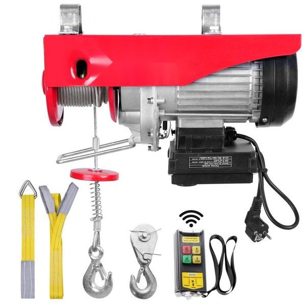 Argano Elettrico A Fune - Da 400 Kg A 800 Kg - Altezza Di Sollevamento 12 M - Argano Motorizzato 1450 W - Motore In Rame - Bozzello A Puleggia 10 M/Min - Paranco Con Telecomando Wireless - Paranco A Fune Paranco A Catena-image