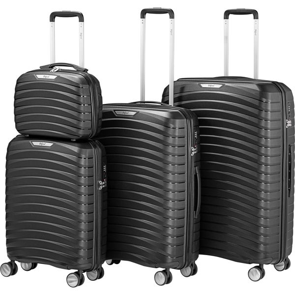Set Di Valigie Zelsius 4 Pezzi, Nero, Valigia Da Viaggio Con Chiusura A Combinazione Tsa E Divisorio Interno-image