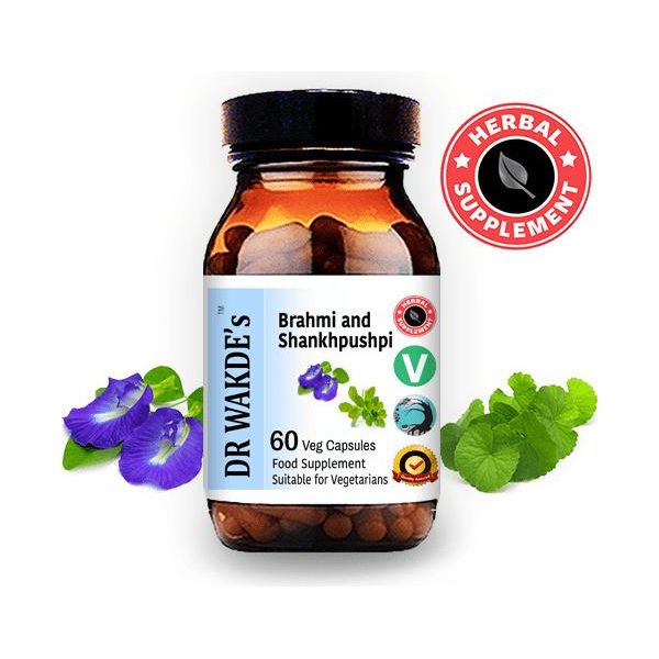 Dr Wakde's Brahmi & Shankhpushpi Capsule | 60 Capsule Vegi | Integratore Ayurvedico | Vegano | 100% Erbe | Sconti In Quantità | Spedizione In Giornata-image