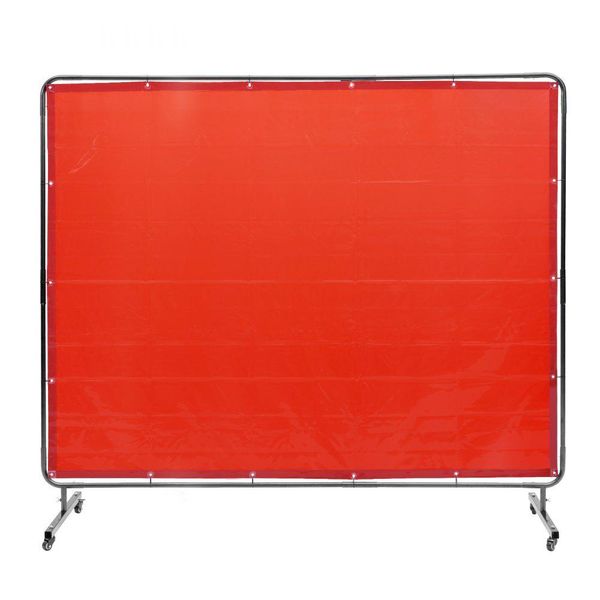 Tenda Per Saldatura - Tenda Protettiva 1,8 X 2,4 M In Vinile Ignifugo Con 4 Ruote Girevoli E Protezione Uv A 6 Livelli - Coperta Per Saldatura Rossa.-image