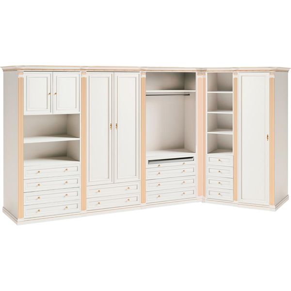 Elegante Armadio Angolare Bianco Mobili In Legno Massiccio Armadi Per La Camera Da Letto-image