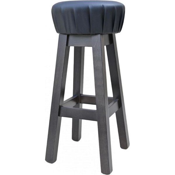 Casa Padrino Sgabello Da Bar In Stile Country Nero/Marrone Scuro H. 80 Cm - Sgabello Da Bar Imbottito In Legno Massello-image