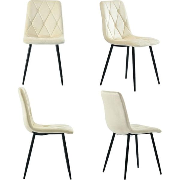 Sedie Da Pranzo Aiorber, Set Di 4, In Velluto, Con Schienale, Morbide E Confortevoli, Struttura In Metallo, Minimaliste, Per Sala Da Pranzo, Soggiorno, 45X40X86Cm, Beige-image