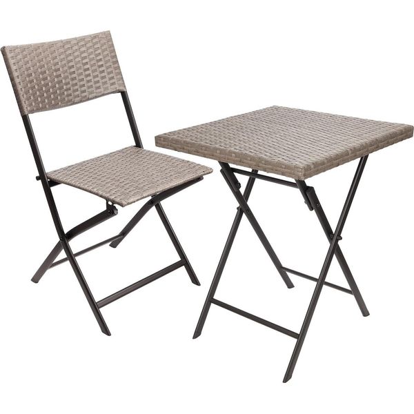 Set Da Balcone Brubaker Toskana - Pieghevole E Salvaspazio Resistente Alle Intemperie - Set Di Mobili Da Balcone In Poly Rattan - Gruppo Di Sedute Per Balcone, Tavolo E 1 Sedia-image