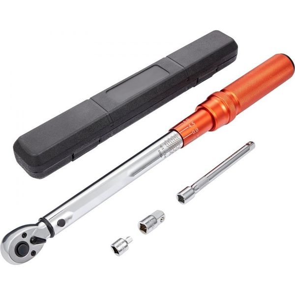 Chiave Dinamometrica 3/8" - Set Per Biciclette E Moto - 14-110Nm - Precisione Di Errore ± 3% - Con 2 Aste Di Prolunga 152,4Mm - Adattatore 3/8-1/2"" E 3/8-1/4"" - 72 Denti Regolabili"-image