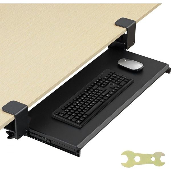 Vassoio Per Tastiera Da Scrivania - Vassoio Per Tastiera Estensibile 680 X 280 Mm - Montaggio Con Morsetto A C - Cassetto Per Computer Per Una Digitazione Ergonomica In Casa-image