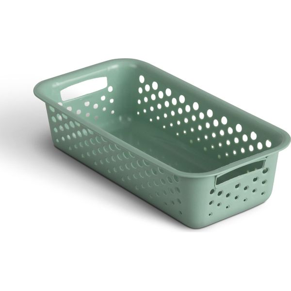 Cestino Portaoggetti 0,7L Con Manici - Senza Bpa - Organizzatore ( 20 X 10 X 5 Cm / Verde ) - Cestino Per Bagno Cucina Camera Da Letto, Cestino Per La Casa-image