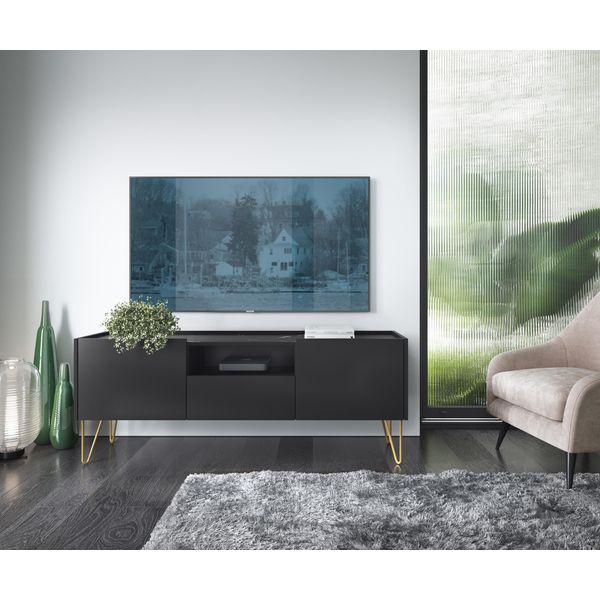 Armadio Rtv Nero Grafite 144 Cm Con Piano In Marmo Nero Royal-image