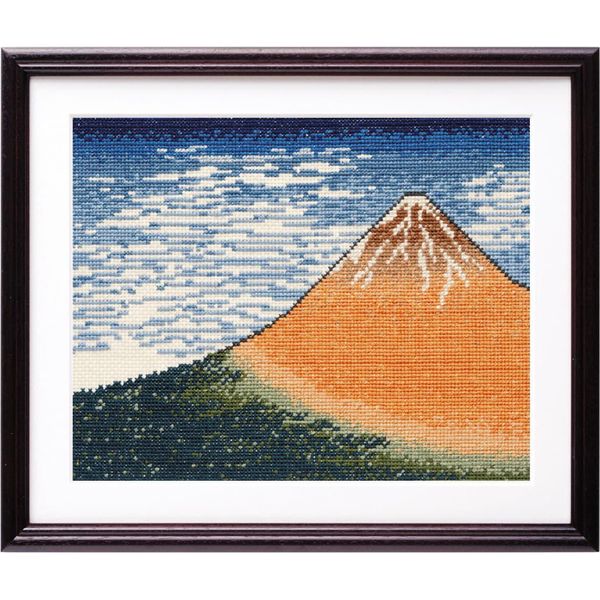 Kit Punto Croce Contato Olympus "Vento Fine, Mattino Sereno Di Katsushika Hokusai"", 29,5X37 Cm, Originale Dal Giappone"-image