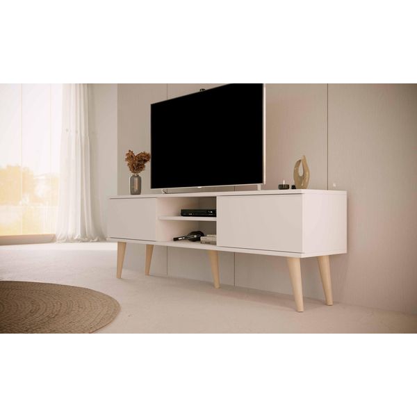 Mobile Rtv Moderno Bianco 160 Cm, Stile Scandinavo - Design Elegante-image