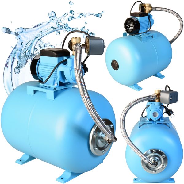 Pompa Per Acqua Domestica Qb 60 (2100L/H, 370W, Prevalenza 39M) - Serbatoio Di Pressione Da 50L - Pompa Per Acqua Domestica Automatica Con Pressostato Manometro - 50 Litri-image