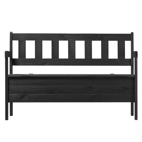 Panca Da Giardino In Legno Kadax Con Schienale 120 Cm Con Cassetta, Terrazza, Balcone, Antracite-image