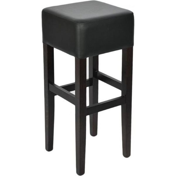 Casa Padrino Sgabello Da Bar In Stile Country Nero H. 80 Cm - Sgabello Da Bar Imbottito In Legno Massello-image