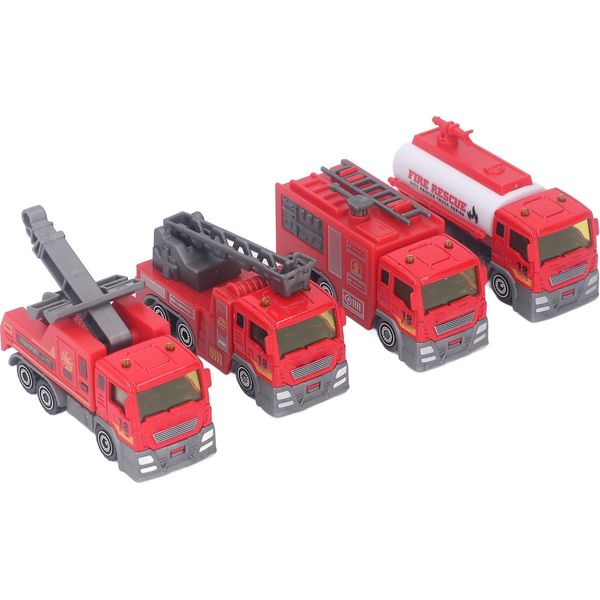 4Pcs 1: 32 Fire Truck Toy Set Alta Simulazione Tirare Indietro Auto Giocattolo Educativo Camion Modello Bambini Regalo-image