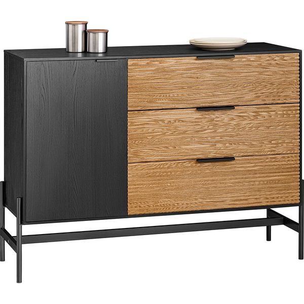Sobuy HFSB02-SCH Credenza Armadio Da Cucina Armadio Da Corridoio Buffet Armadio Per Scarpe Cassettiera Da Cucina Armadio Portaoggetti Armadio Tv Nero Wd Circa 114X83X40Cm-image