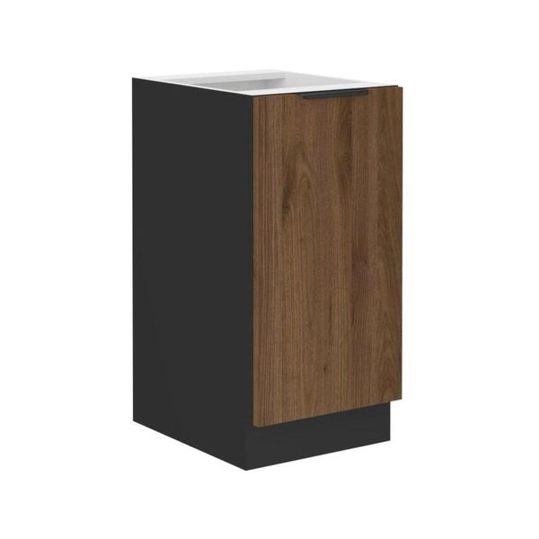 Mobiletto Inferiore A Un'anta Tova - Larghezza 40 Cm, Noce Okapi / Nero-image