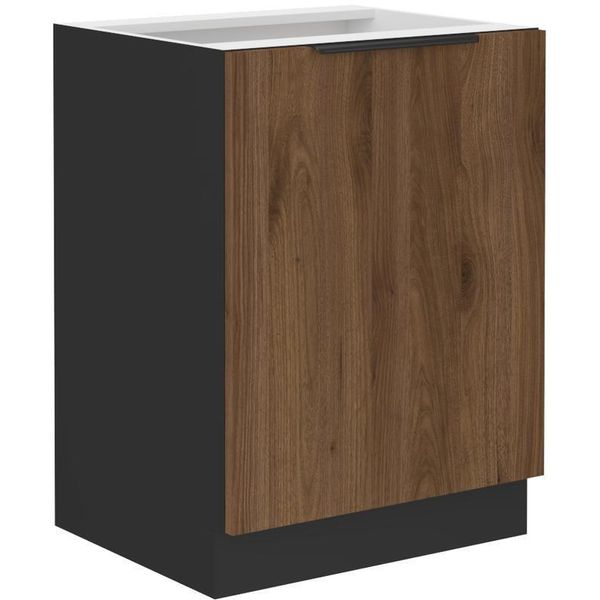 Mobiletto Inferiore A Un'anta Tova - Larghezza 60 Cm, Noce Okapi / Nero-image