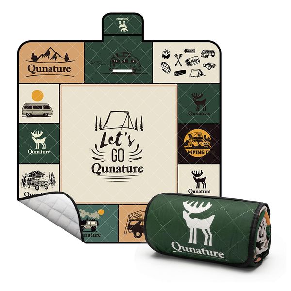 Qunature Coperta Da Picnic 200X200Cm Coperta Da Campeggio All'aperto Impermeabile Pieghevole Tappetino Da Picnic Marrone-image