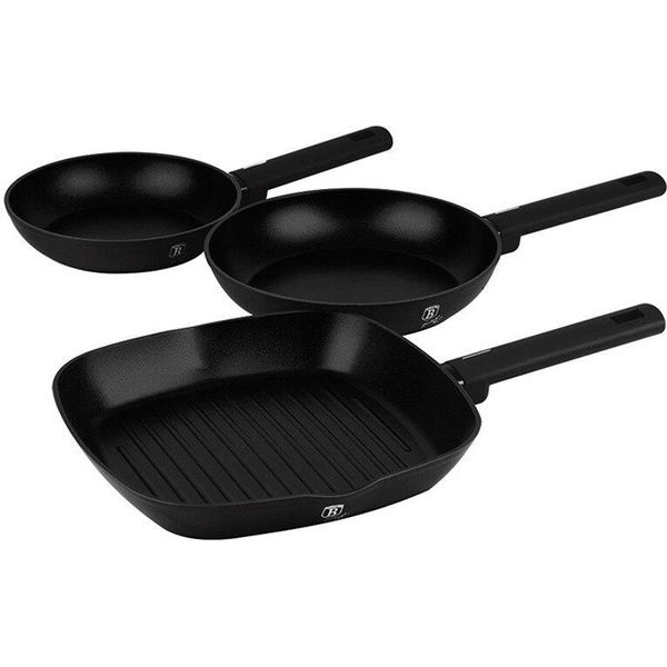 Set Di Pentole Berlingerhaus Con Superficie In Titanio 3 Pezzi Collezione Nero Opaco BH-8196-image