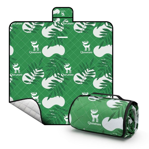 Qunature Coperta Da Picnic 200X200Cm Coperta Da Campeggio All'aperto Impermeabile Pieghevole Tappeto Da Picnic Verde-image